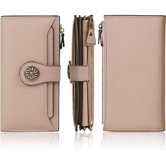 Womens RFID Blocking Large Capacity Luxury Waxed Genuine Leather Clutch Wallet - Picture 5 of 6